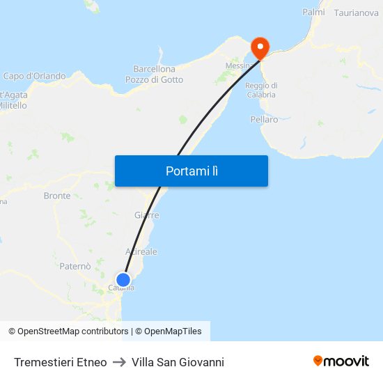 Tremestieri Etneo to Villa San Giovanni map
