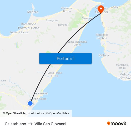 Calatabiano to Villa San Giovanni map