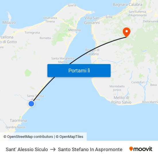 Sant' Alessio Siculo to Santo Stefano In Aspromonte map