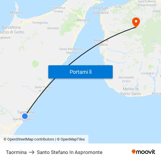 Taormina to Santo Stefano In Aspromonte map