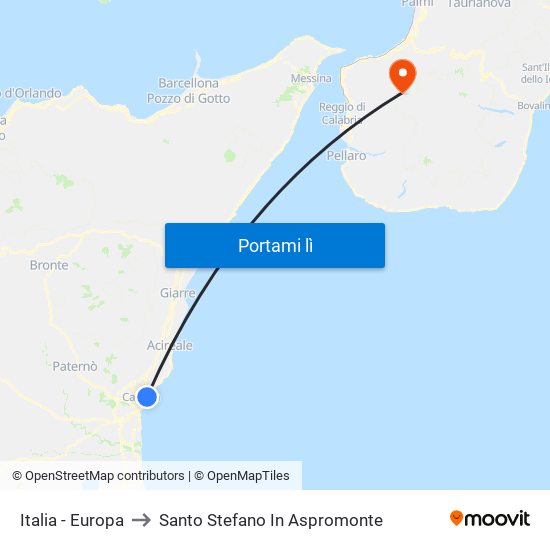 Italia - Europa to Santo Stefano In Aspromonte map