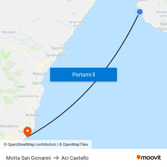 Motta San Giovanni to Aci Castello map