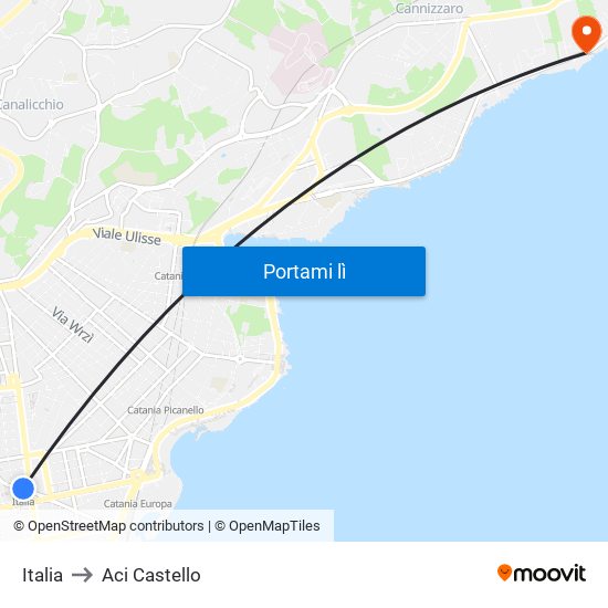 Italia to Aci Castello map