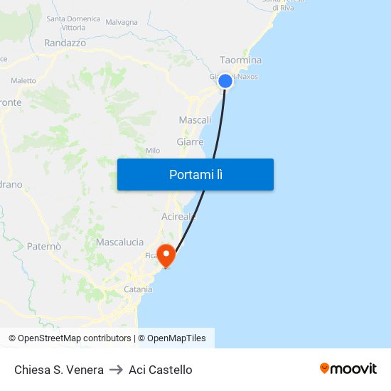 Chiesa S. Venera to Aci Castello map