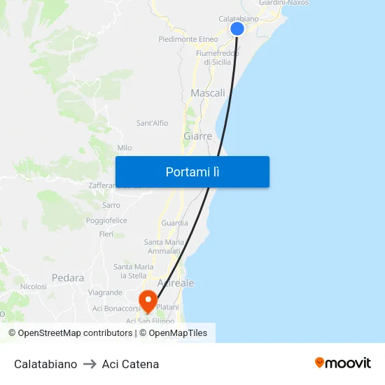 Calatabiano to Aci Catena map