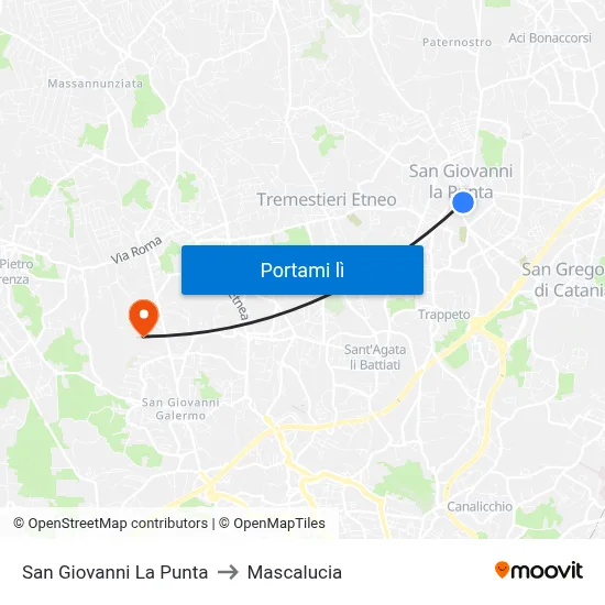 San Giovanni La Punta to Mascalucia map
