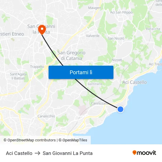 Aci Castello to San Giovanni La Punta map