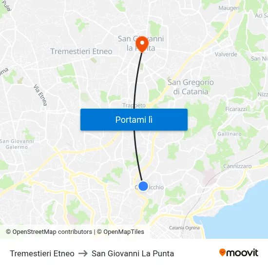 Tremestieri Etneo to San Giovanni La Punta map