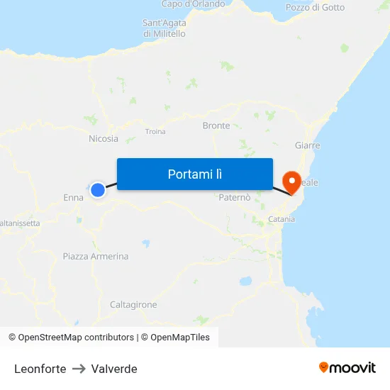 Leonforte to Valverde map