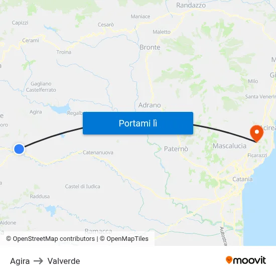 Agira to Valverde map