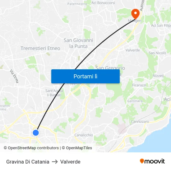 Gravina Di Catania to Valverde map