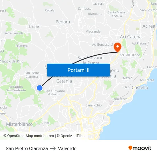 San Pietro Clarenza to Valverde map