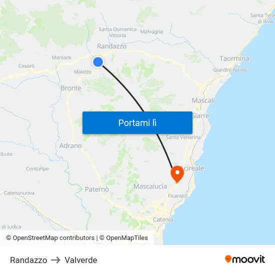 Randazzo to Valverde map