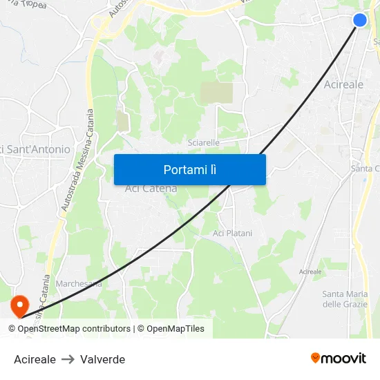Acireale to Valverde map