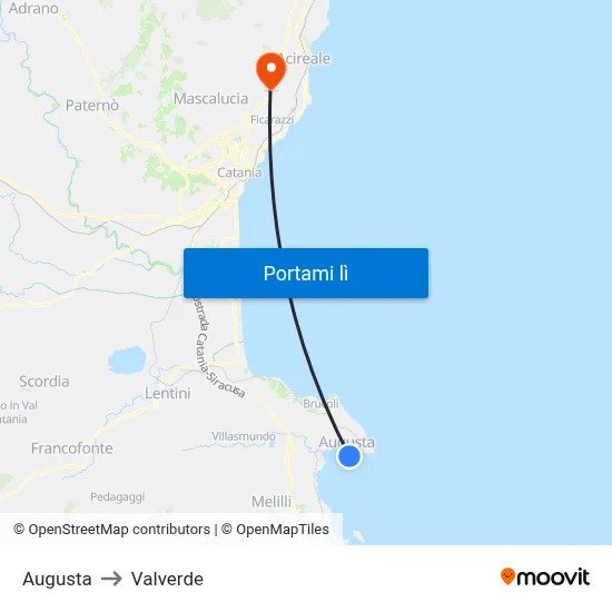 Augusta to Valverde map