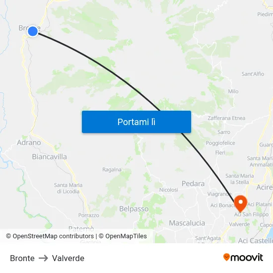 Bronte to Valverde map