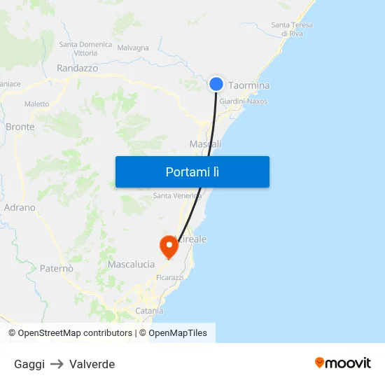 Gaggi to Valverde map