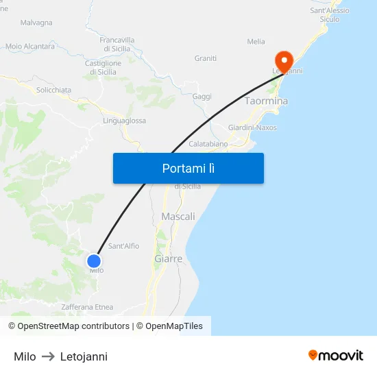 Milo to Letojanni map