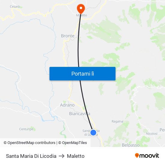 Santa Maria Di Licodia to Maletto map