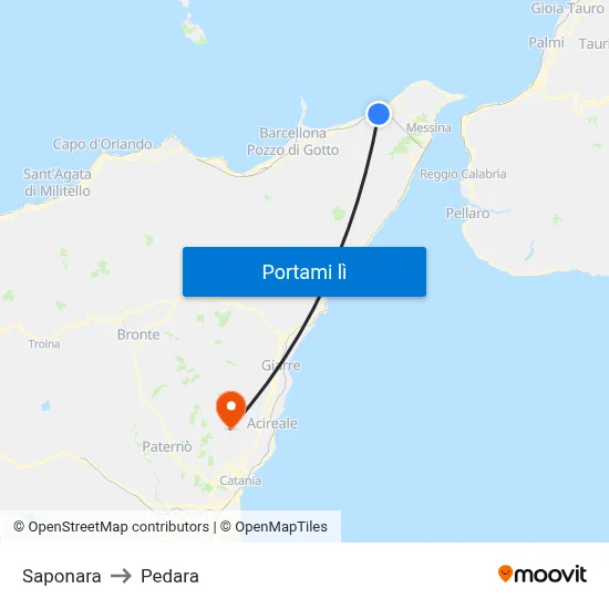 Saponara to Pedara map