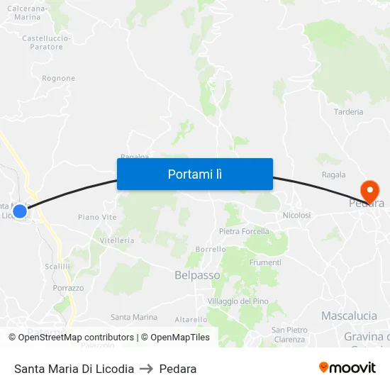 Santa Maria Di Licodia to Pedara map