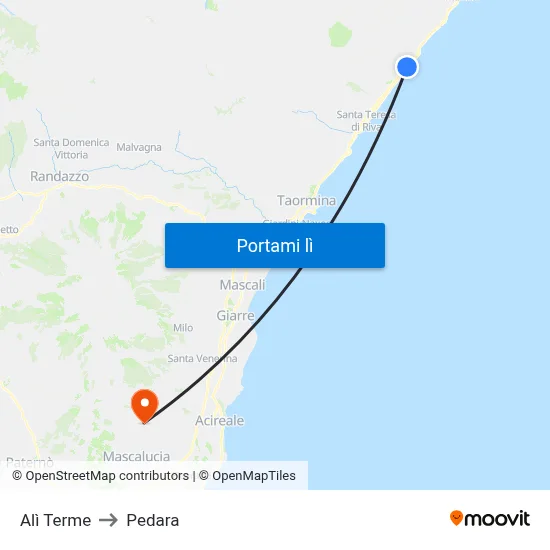 Alì Terme to Pedara map