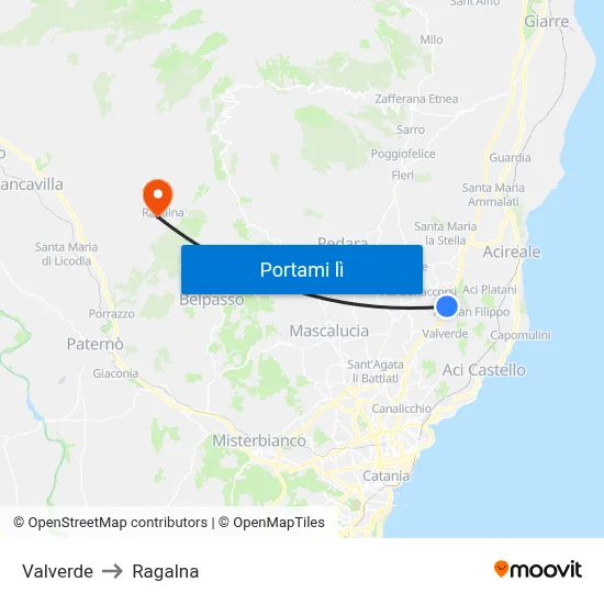 Valverde to Ragalna map