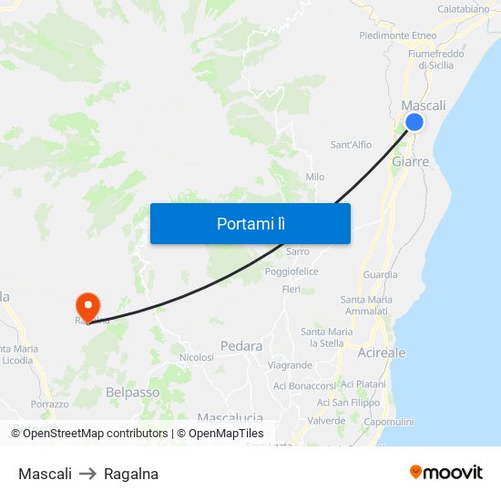 Mascali to Ragalna map