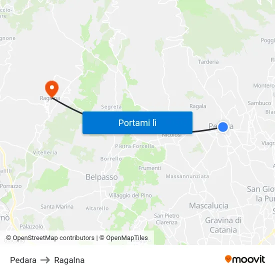 Pedara to Ragalna map