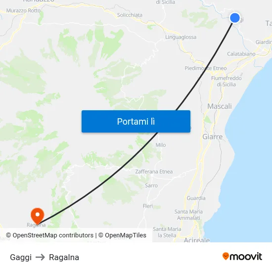 Gaggi to Ragalna map