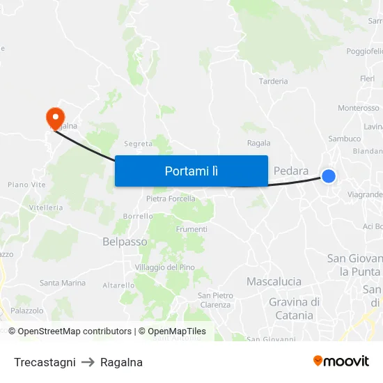 Trecastagni to Ragalna map
