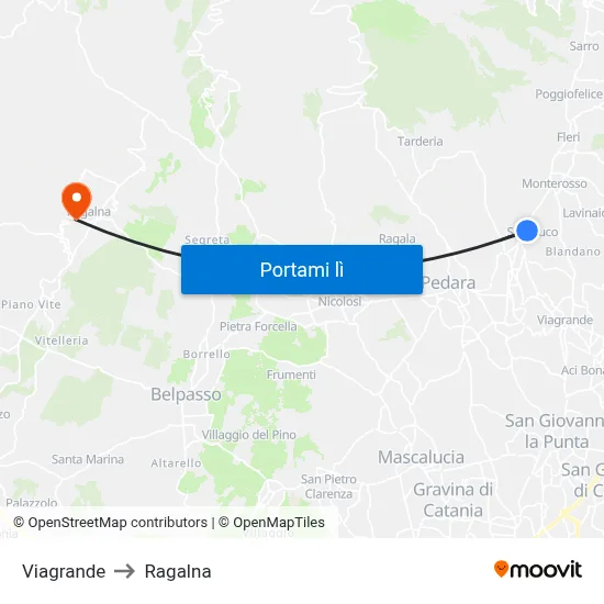 Viagrande to Ragalna map