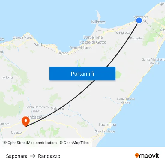 Saponara to Randazzo map