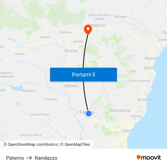 Paterno to Randazzo map
