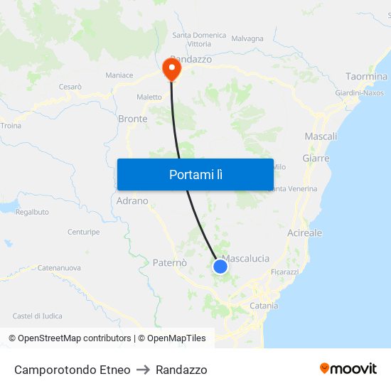 Camporotondo Etneo to Randazzo map
