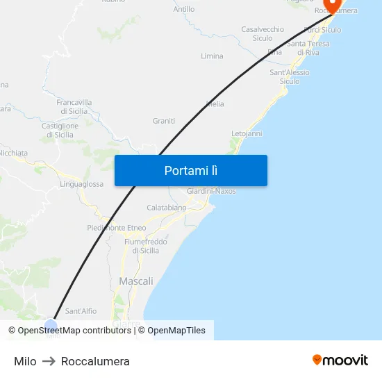 Milo to Roccalumera map
