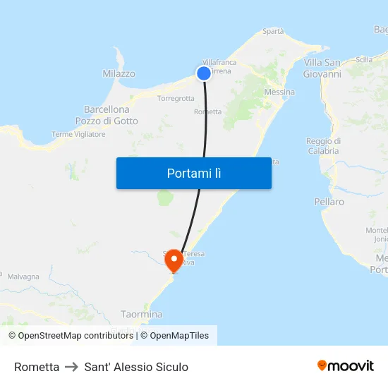 Rometta to Sant' Alessio Siculo map