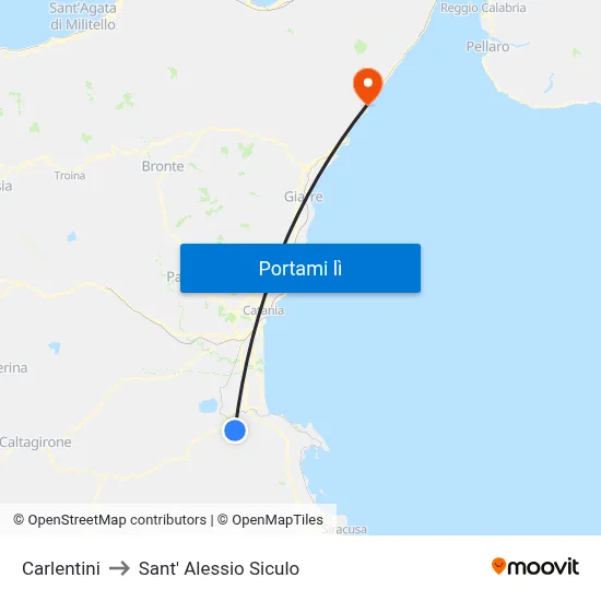 Carlentini to Sant' Alessio Siculo map