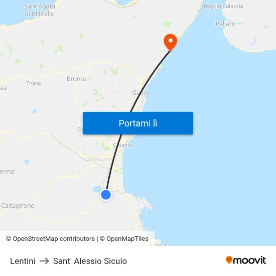 Lentini to Sant' Alessio Siculo map
