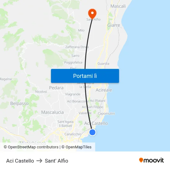 Aci Castello to Sant' Alfio map