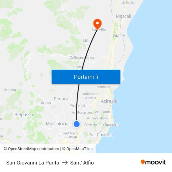 San Giovanni La Punta to Sant' Alfio map