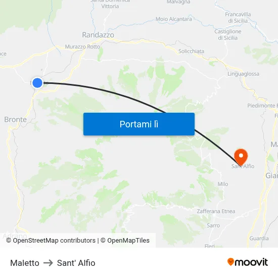 Maletto to Sant' Alfio map