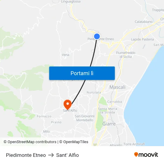 Piedimonte Etneo to Sant' Alfio map