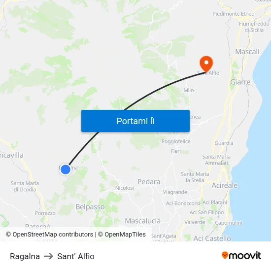 Ragalna to Sant' Alfio map