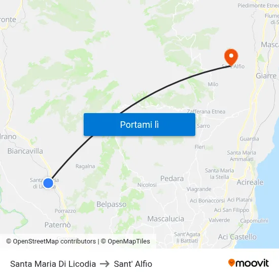 Santa Maria Di Licodia to Sant' Alfio map