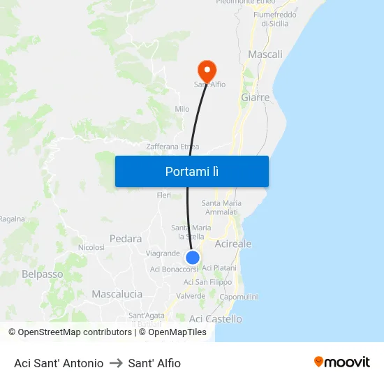 Aci Sant' Antonio to Sant' Alfio map