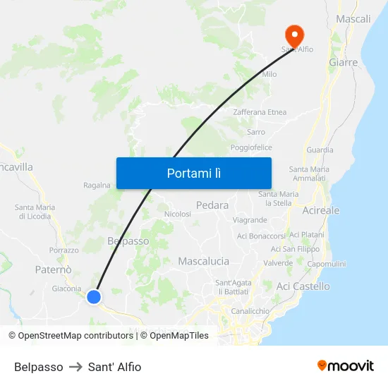 Belpasso to Sant' Alfio map