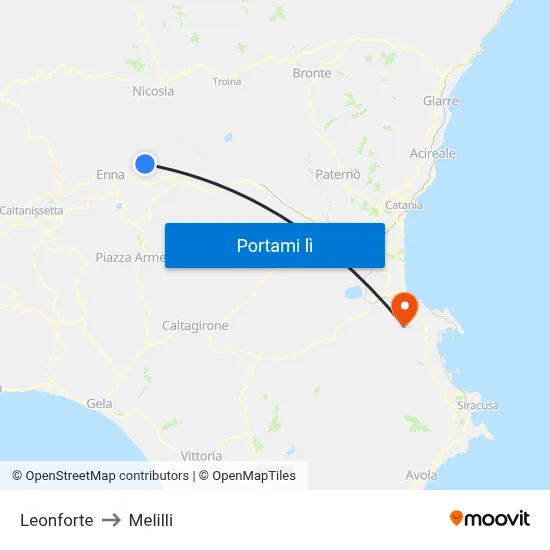 Leonforte to Melilli map