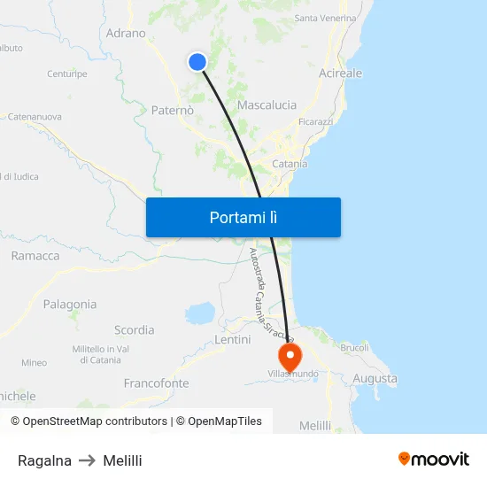 Ragalna to Melilli map