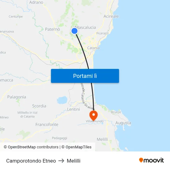 Camporotondo Etneo to Melilli map
